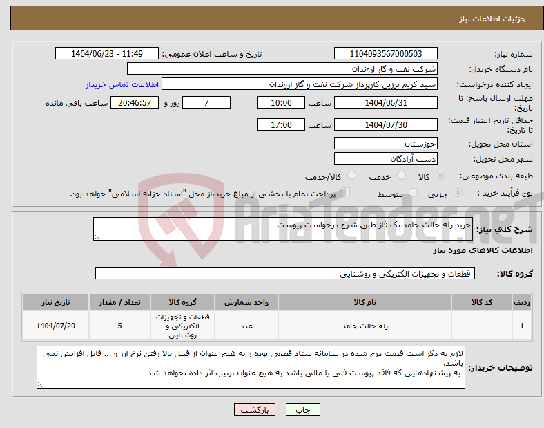 تصویر کوچک آگهی نیاز انتخاب تامین کننده-خرید رله حالت جامد تک فاز طبق شرح درخواست پیوست