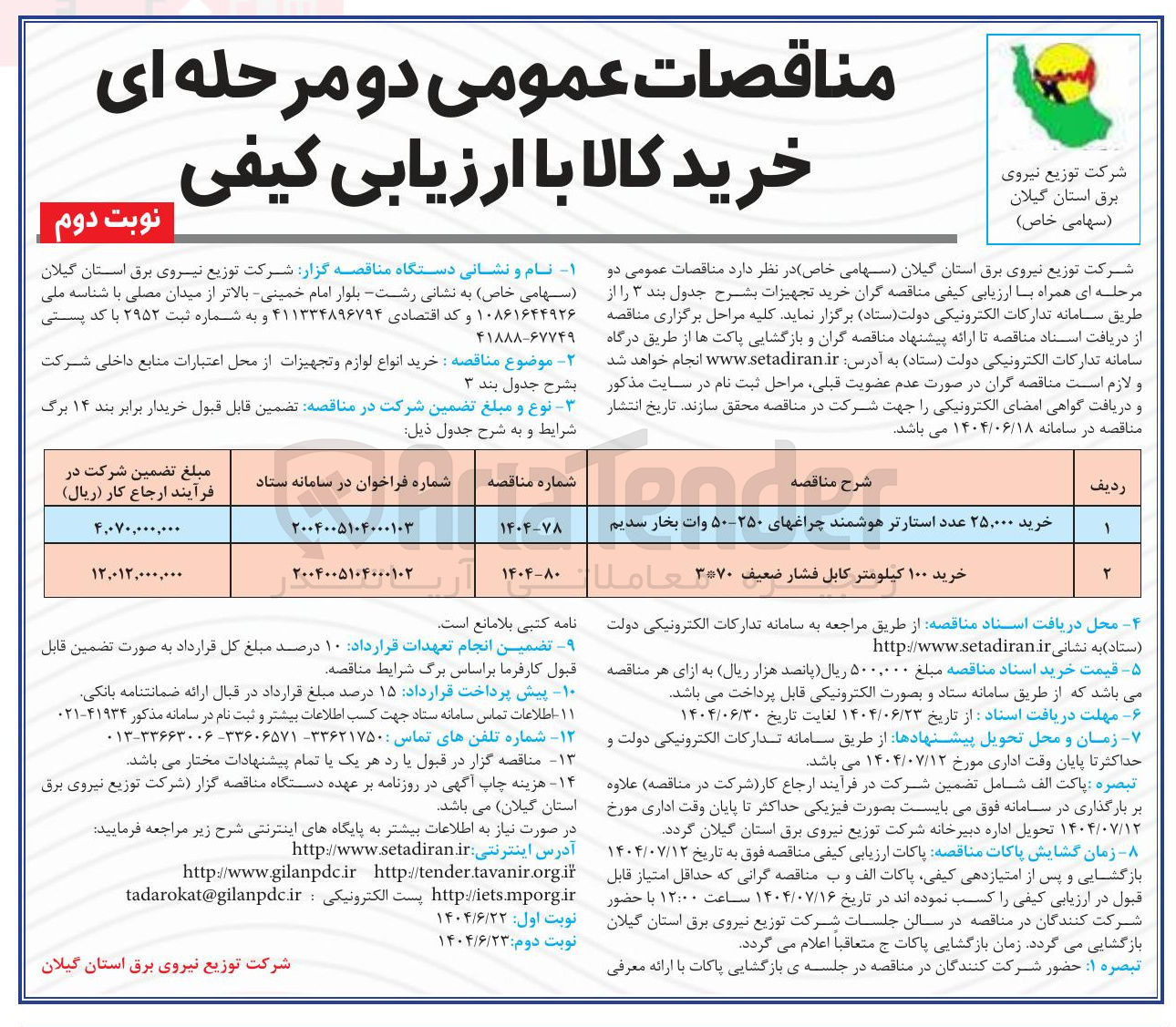 تصویر کوچک آگهی خرید ۲۵,۰۰۰ عدد استارتر هوشمند چراغهای ۲۵۰ ۵۰ وات بخار سدیم