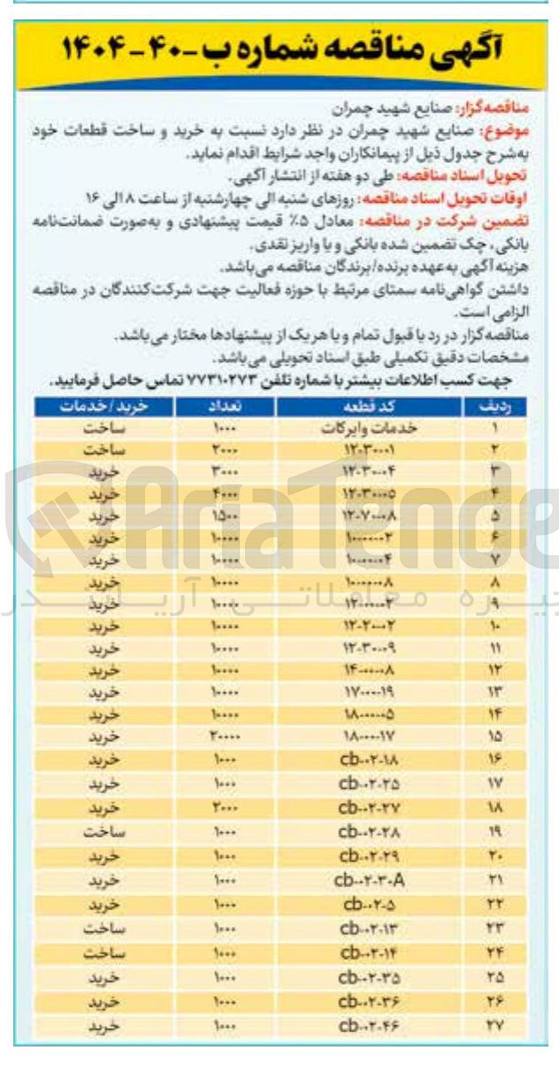 تصویر کوچک آگهی خرید قطعه 04-30-12 به تعداد 3000 عدد