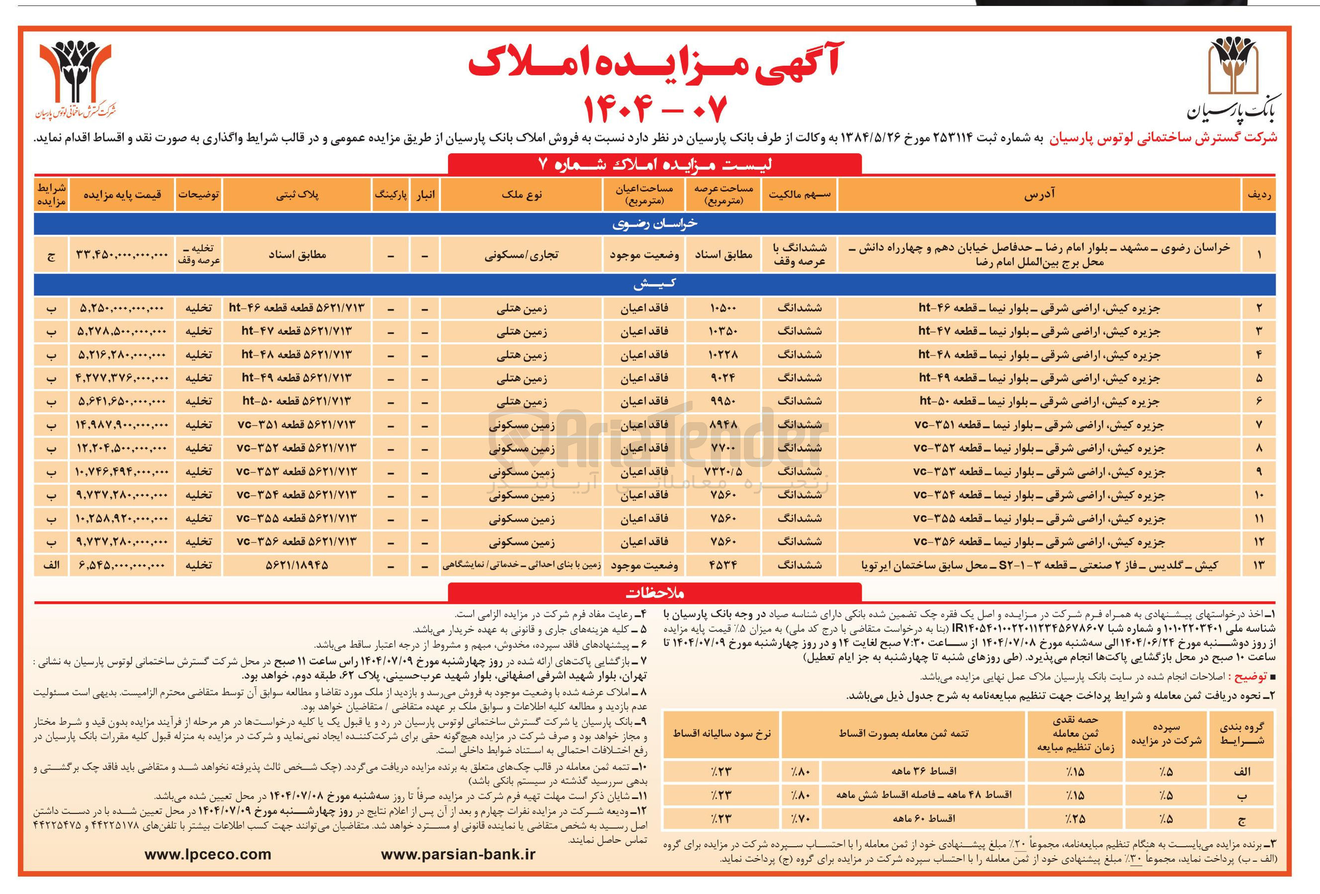 تصویر کوچک آگهی فروش املاک در 13 ردیف با کاربری تجاری مسکونی هتل خدماتی نمایشگاهی