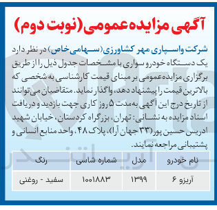 تصویر کوچک آگهی فروش یک دستگاه خودرو سواری