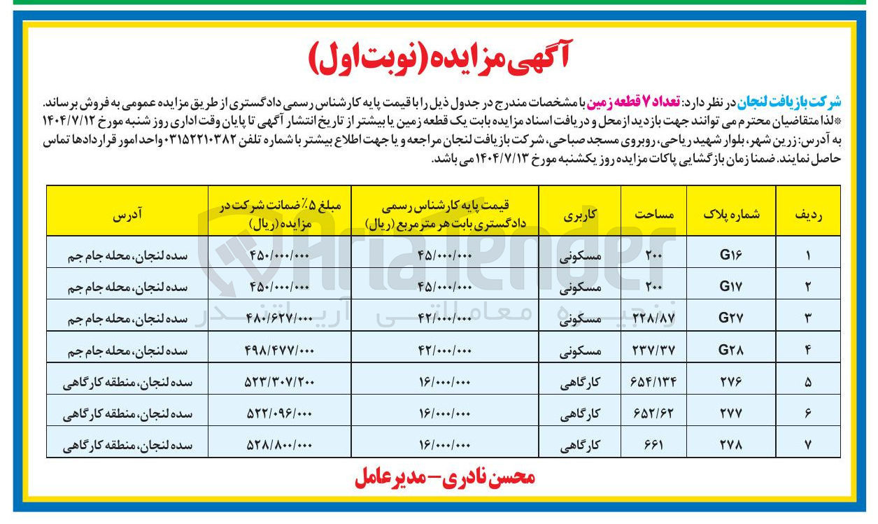 تصویر کوچک آگهی فروش تعداد 7 قطعه زمین با کاربری مسکونی - کارگاهی 