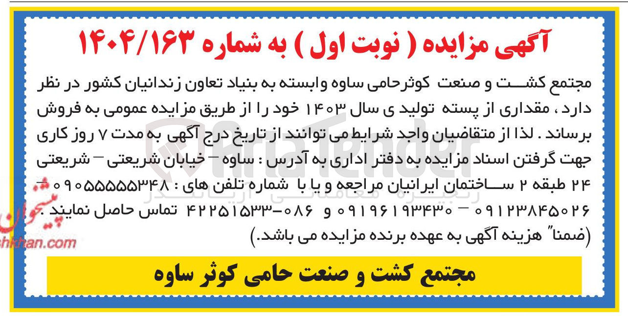 تصویر کوچک آگهی فروش مقداری از پسته تولیدی سال ۱۴۰۳