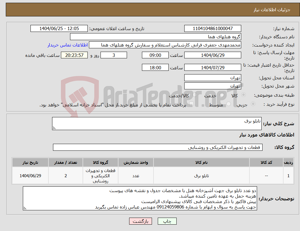 تصویر کوچک آگهی نیاز کالا-تابلو برق
