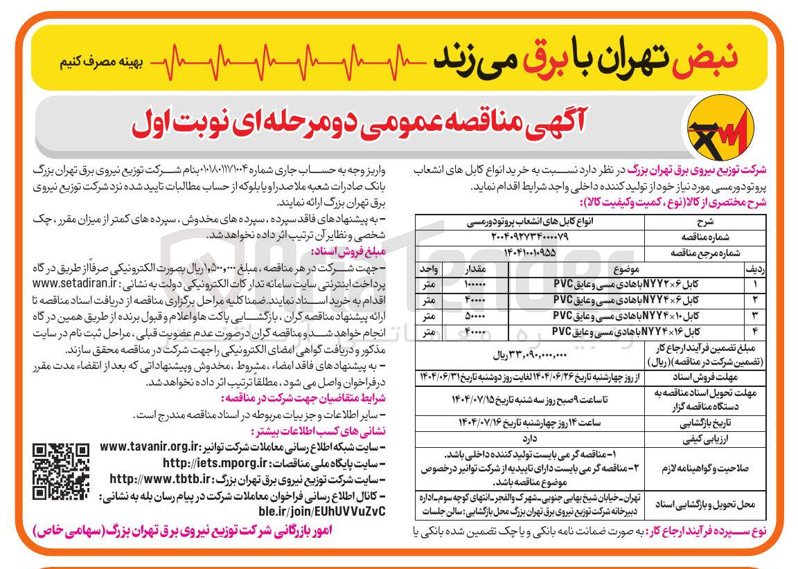 تصویر کوچک آگهی انواع کابل های انشعاب پروتو دور مسی