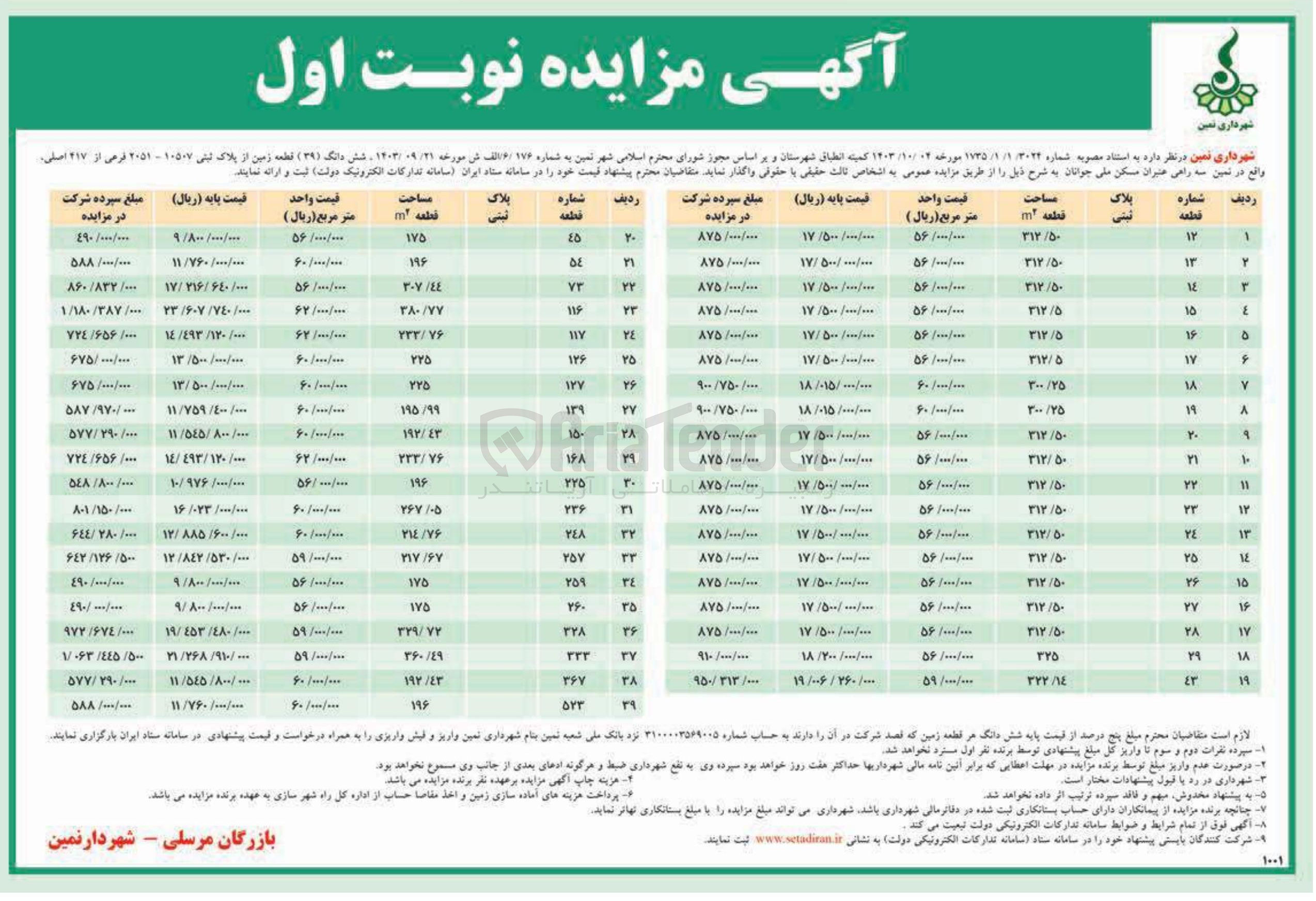 تصویر کوچک آگهی فروش شش دانگ ( ۳۹ ) قطعه زمین از پلاک ثبتی ۱۰۵۰۷ - ۲۰۵۱ فرعی از ۴۱۷ اصلی