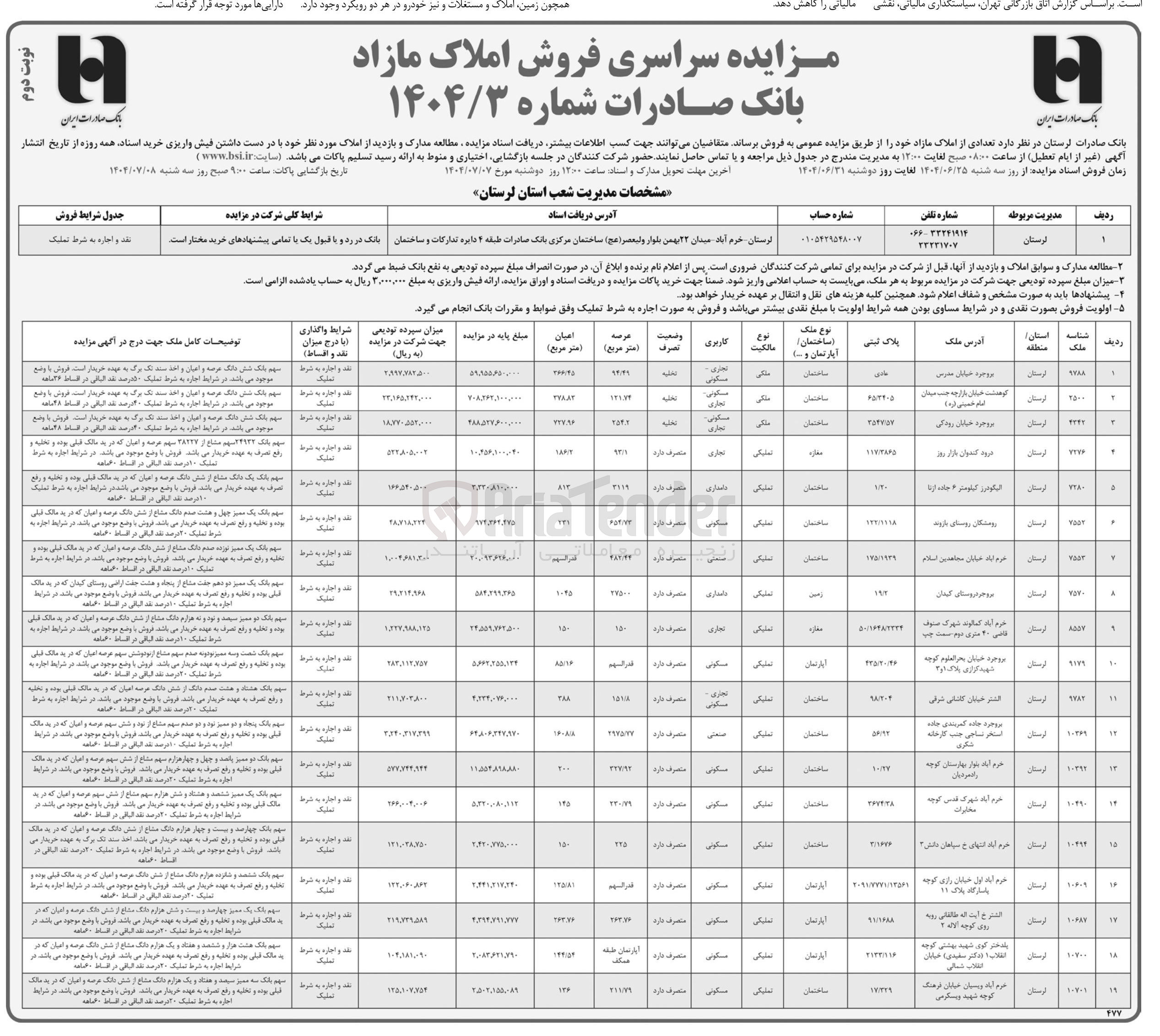 تصویر کوچک آگهی فروش املاک در 19 ردیف با کاربری تجاری - مسکونی - صنعتی - دامداری