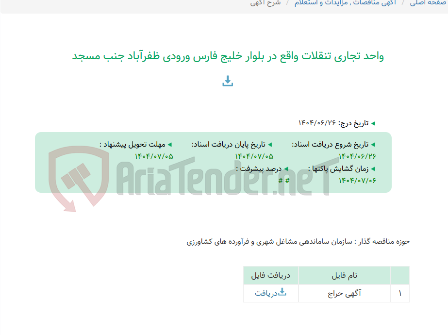تصویر کوچک آگهی واحد تجاری تنقلات واقع در بلوار خلیج فارس ورودی ظفرآباد جنب مسجد
