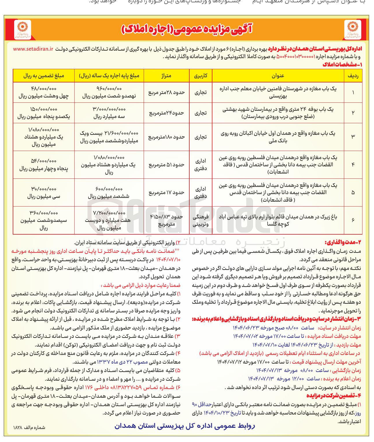 تصویر کوچک آگهی اجاره ۶ مورد از املاک با تجاری - اداری دفتری - فرهنگی و تربیتی