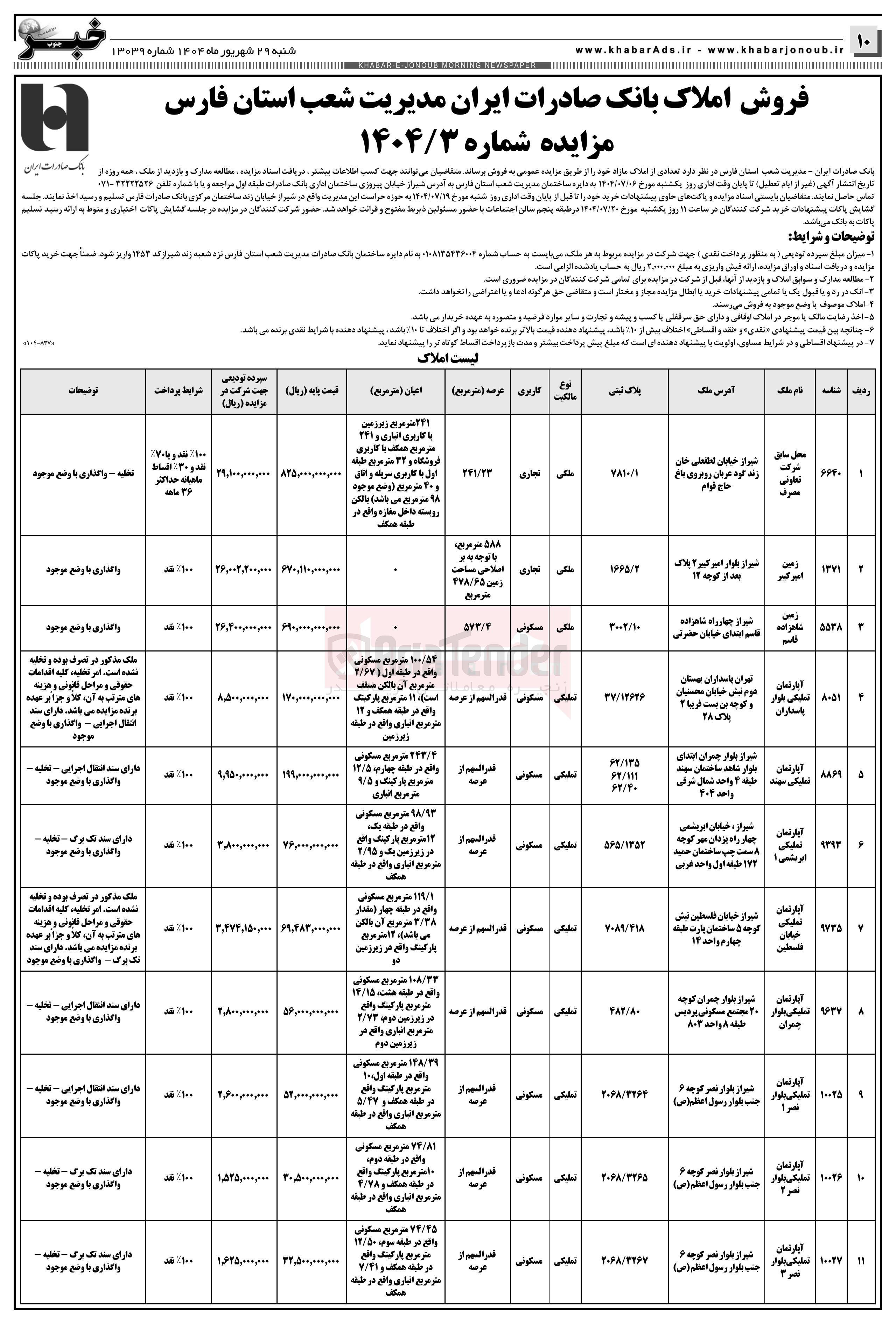 تصویر کوچک آگهی فروش تعدادی از املاک در 11 ردیف با کاربری تجاری - مسکونی 