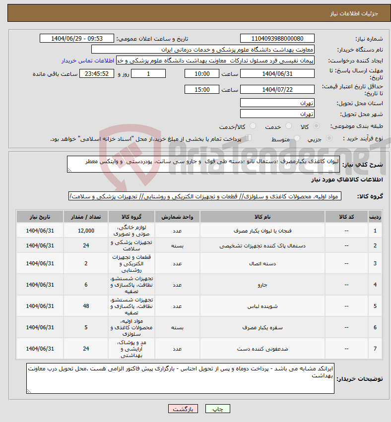 تصویر کوچک آگهی نیاز کالا-لیوان کاغذی یکبارمصرف ؛دستمال نانو ؛دسته طی قوی و جارو سی سانت، پودردستی و وایتکس معطر