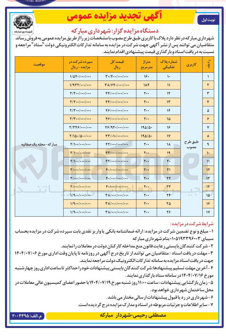 تصویر کوچک آگهی پلاک با کاربری
