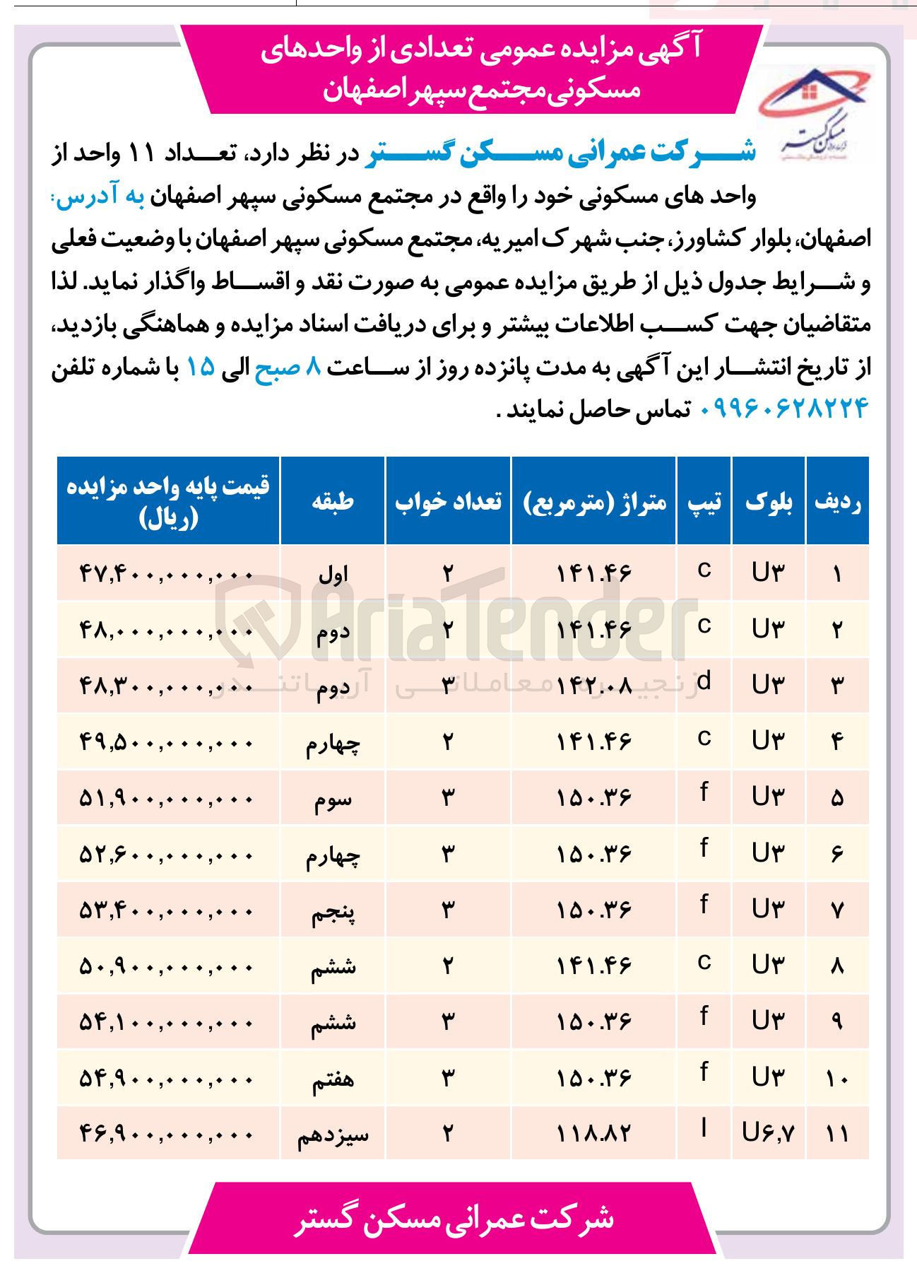 تصویر کوچک آگهی تعداد ۱۱ واحد از واحد های مسکونی