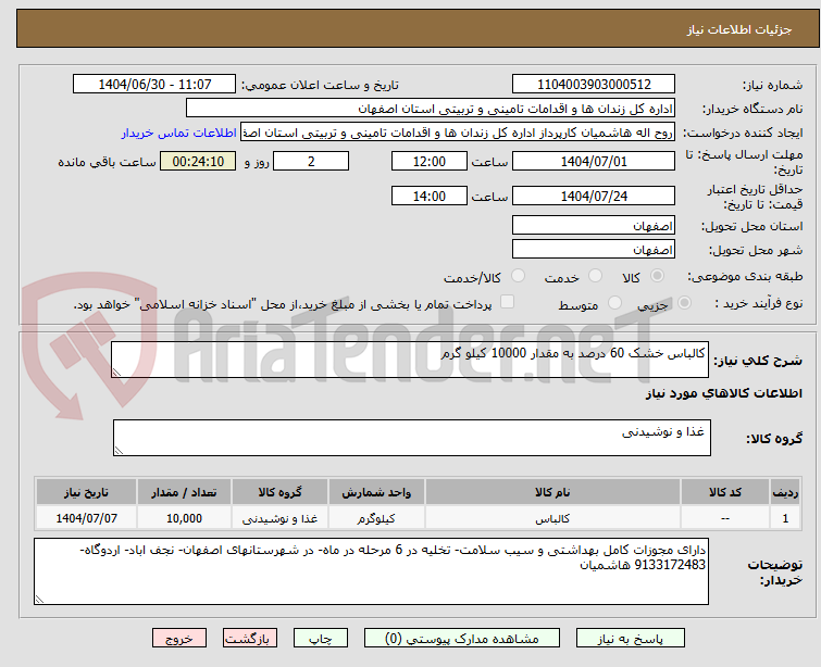 تصویر کوچک آگهی کالباس خشک 60 درصد به مقدار 10000 کیلو گرم 