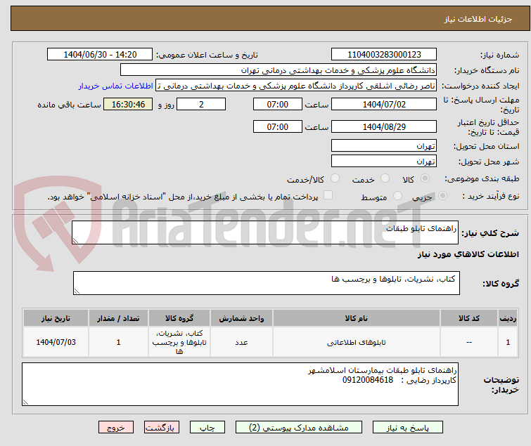 تصویر کوچک آگهی راهنمای تابلو طبقات