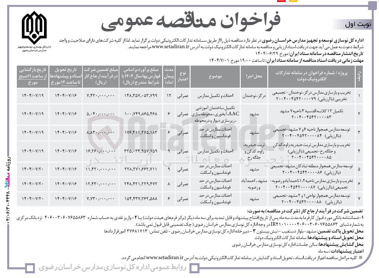تصویر کوچک آگهی توسعه مدارس