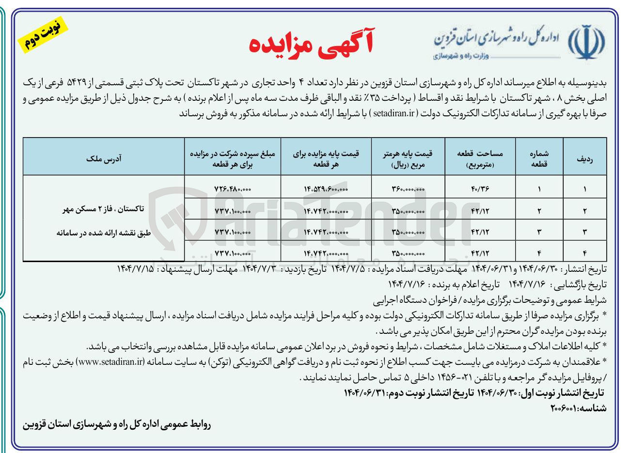 تصویر کوچک آگهی  تعداد ۴ واحد تجاری