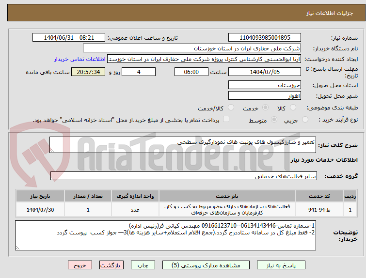 تصویر کوچک آگهی تعمیر و شارژکپسول های یونیت های نمودارگیری سطحی