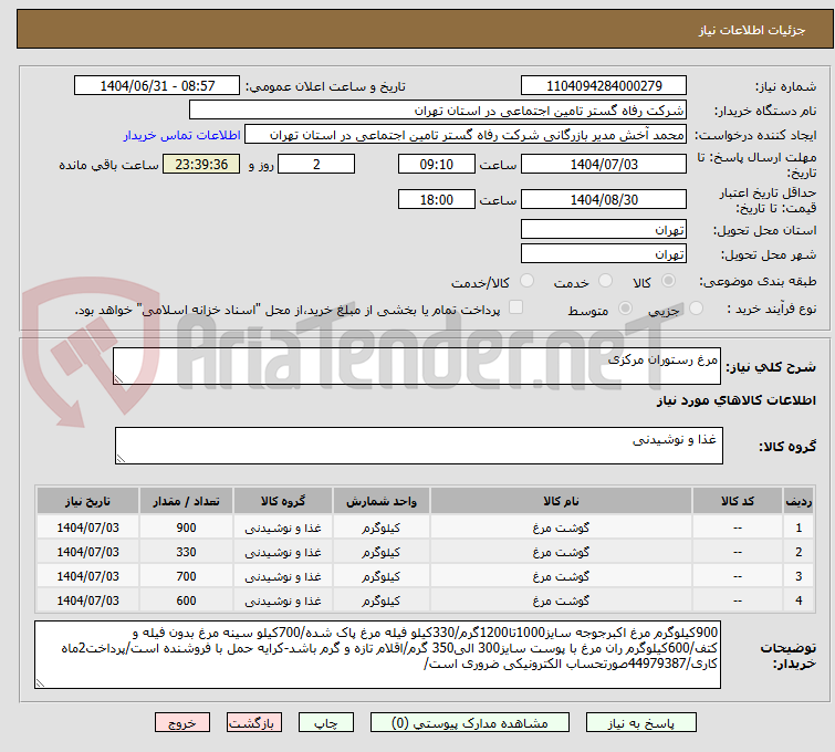 تصویر کوچک آگهی مرغ رستوران مرکزی
