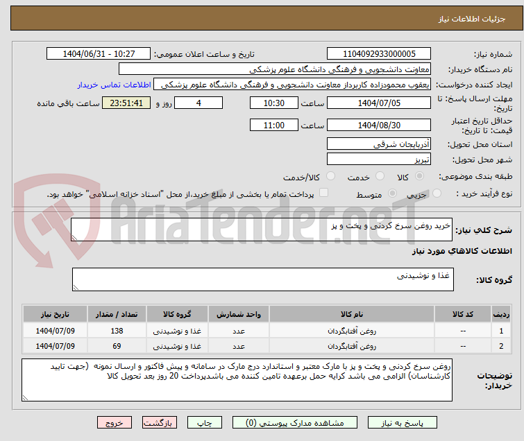 تصویر کوچک آگهی خرید روغن سرخ کردنی و پخت و پز