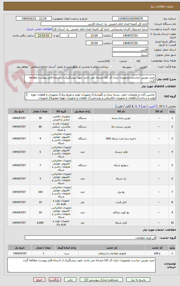 تصویر کوچک آگهی خرید دوربین حراست وتجهیزات ایران کد کالا مشابه می باشد جهت پیشگیری از اشتباه فایل پیوست مطالعه گردد 