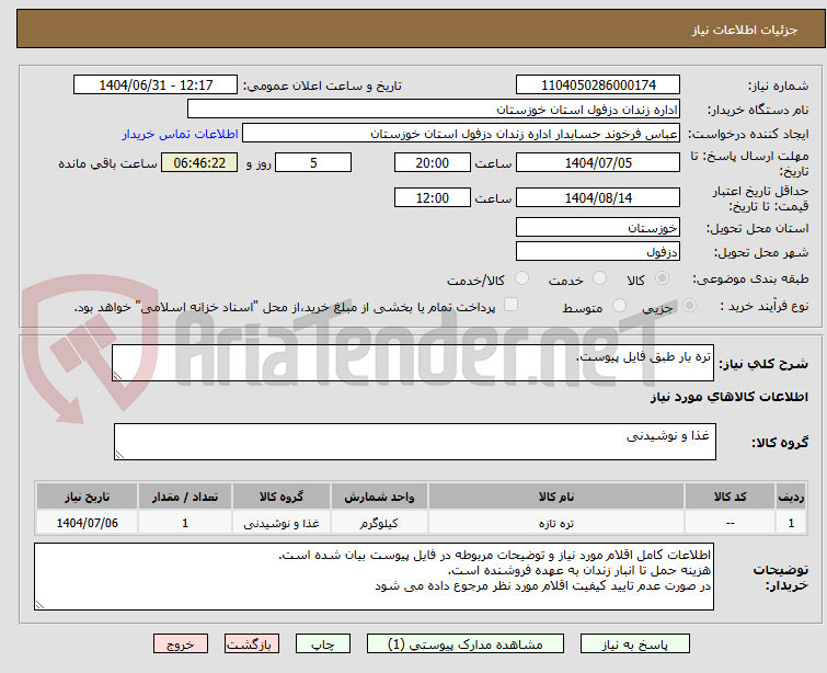 تصویر کوچک آگهی تره بار طبق فایل پیوست.