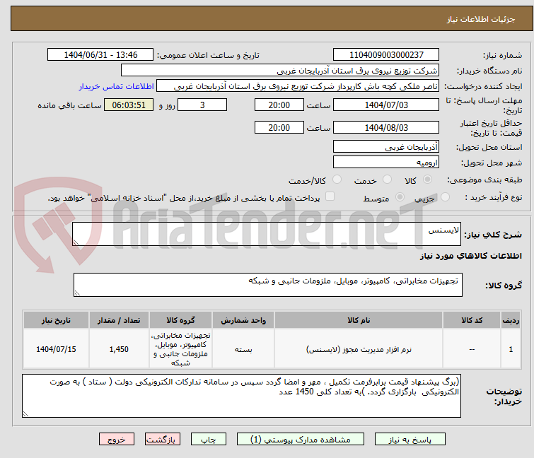 تصویر کوچک آگهی لایسنس