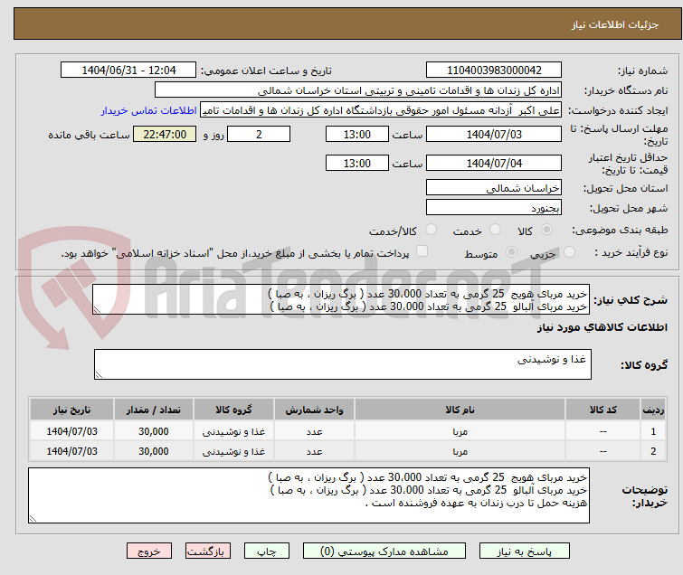 تصویر کوچک آگهی خرید مربای هویج 25 گرمی به تعداد 30،000 عدد ( برگ ریزان ، به صبا )
خرید مربای آلبالو 25 گرمی به تعداد 30،000 عدد ( برگ ریزان ، به صبا )