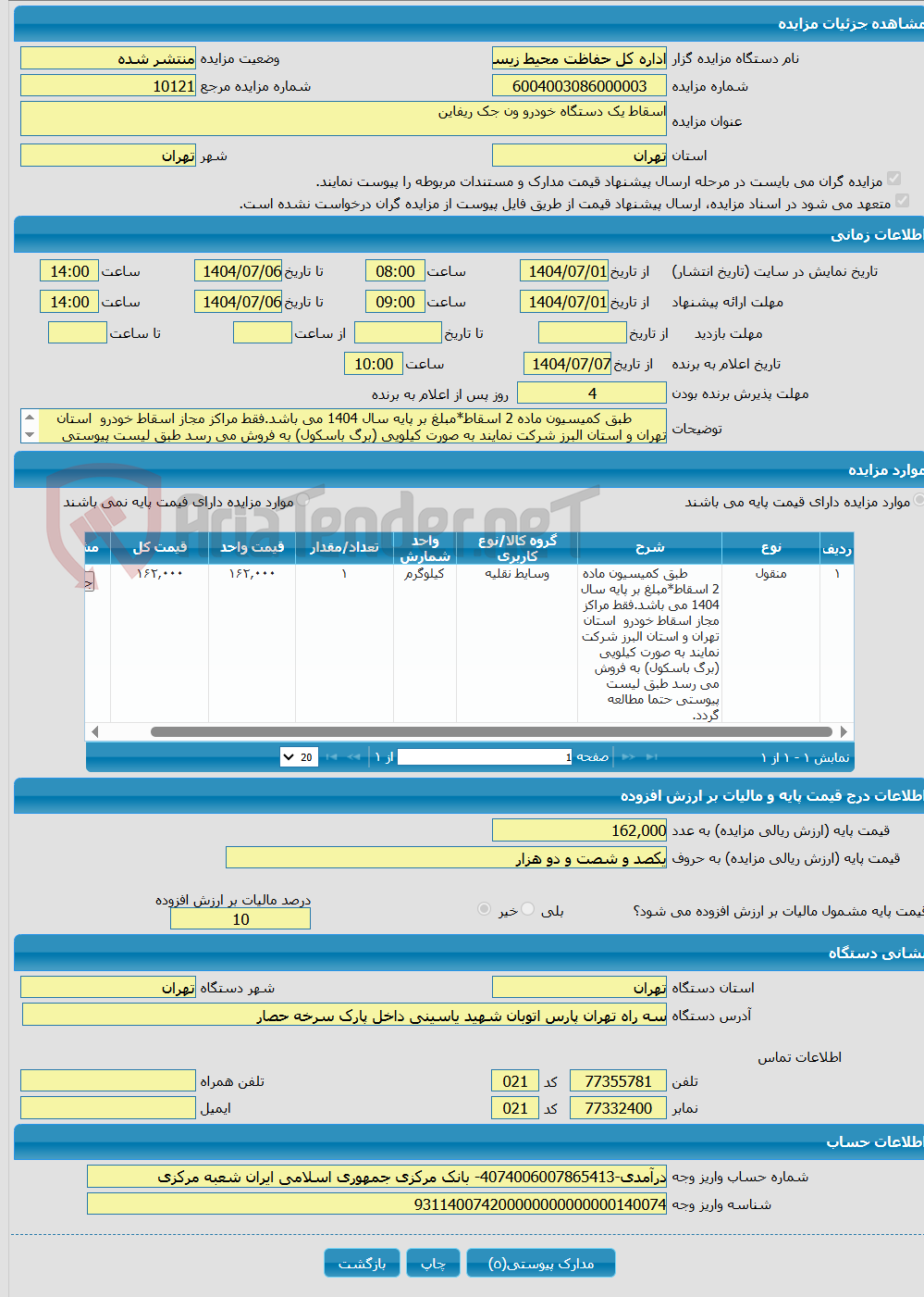 تصویر کوچک آگهی اسقاط یک دستگاه خودرو ون جک ریفاین