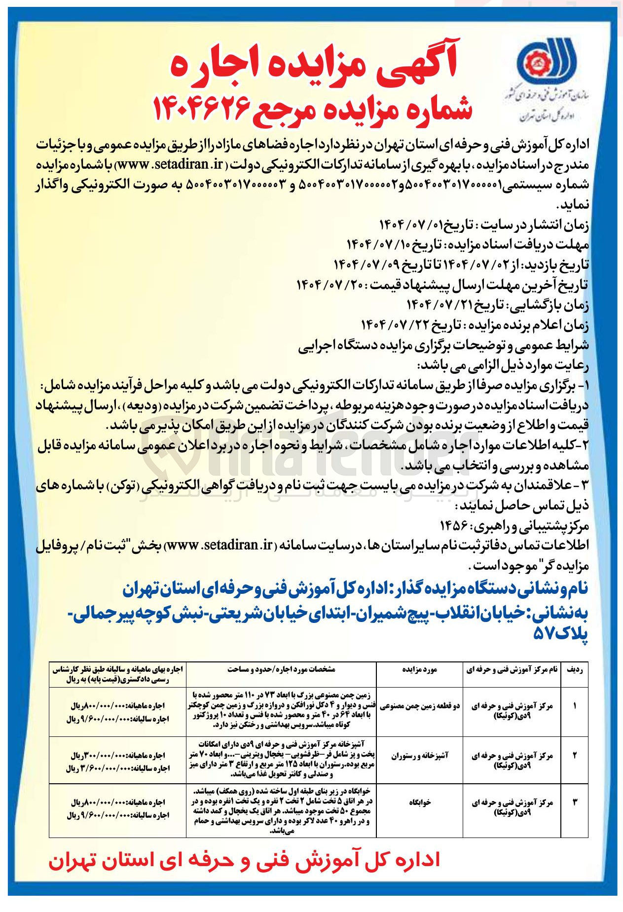 تصویر کوچک آگهی اجاره آشپزخانه و رستوران