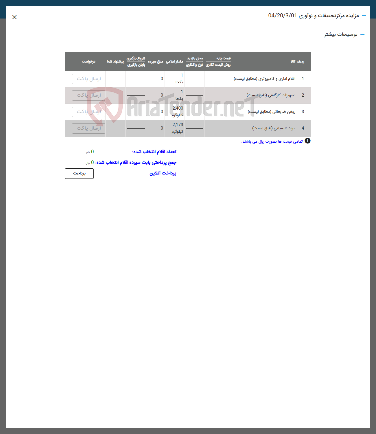 تصویر کوچک آگهی فروش اقلام در 4 ردیف : اقلام اداری و کارگاهی و ...