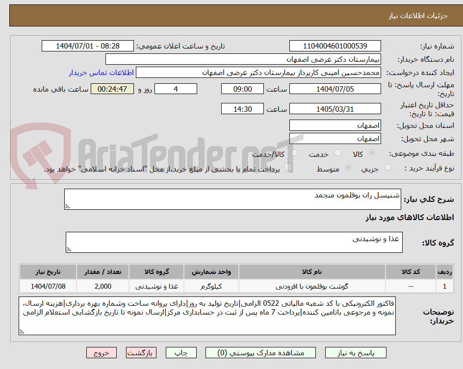تصویر کوچک آگهی شنیسل ران بوقلمون منجمد