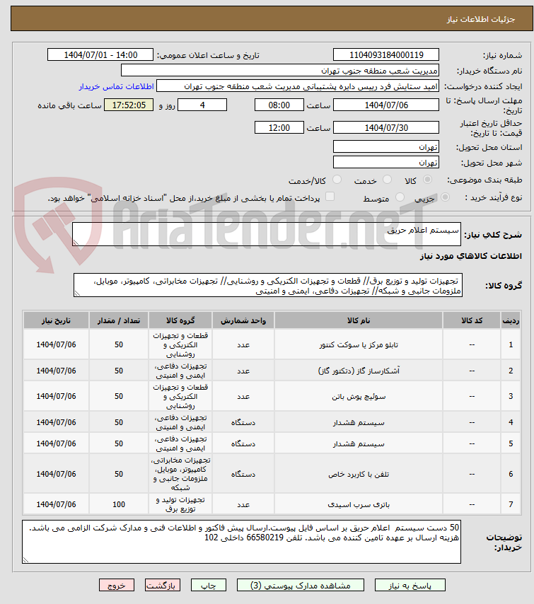 تصویر کوچک آگهی سیستم اعلام حریق