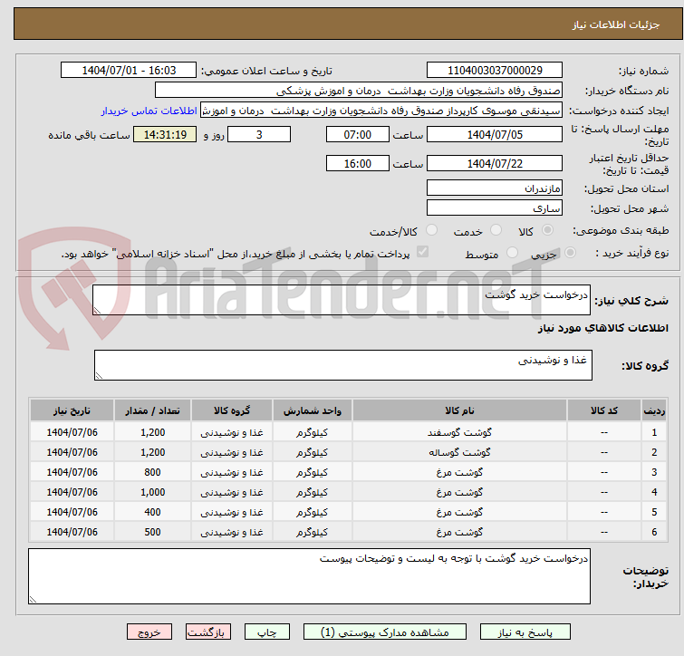 تصویر کوچک آگهی درخواست خرید گوشت