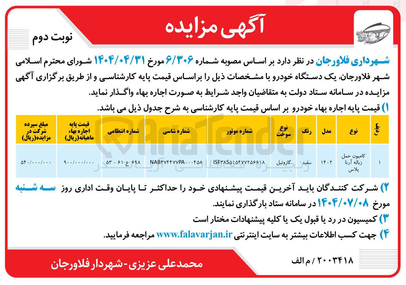 تصویر کوچک آگهی کامیون حمل زباله آرنا پلاس 