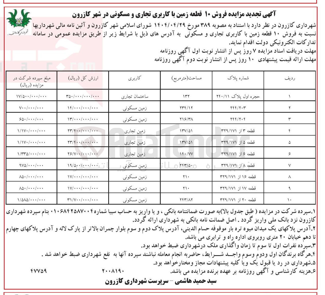تصویر کوچک آگهی فروش ۱۰ قطعه زمین با کاربری تجاری و مسکونی 