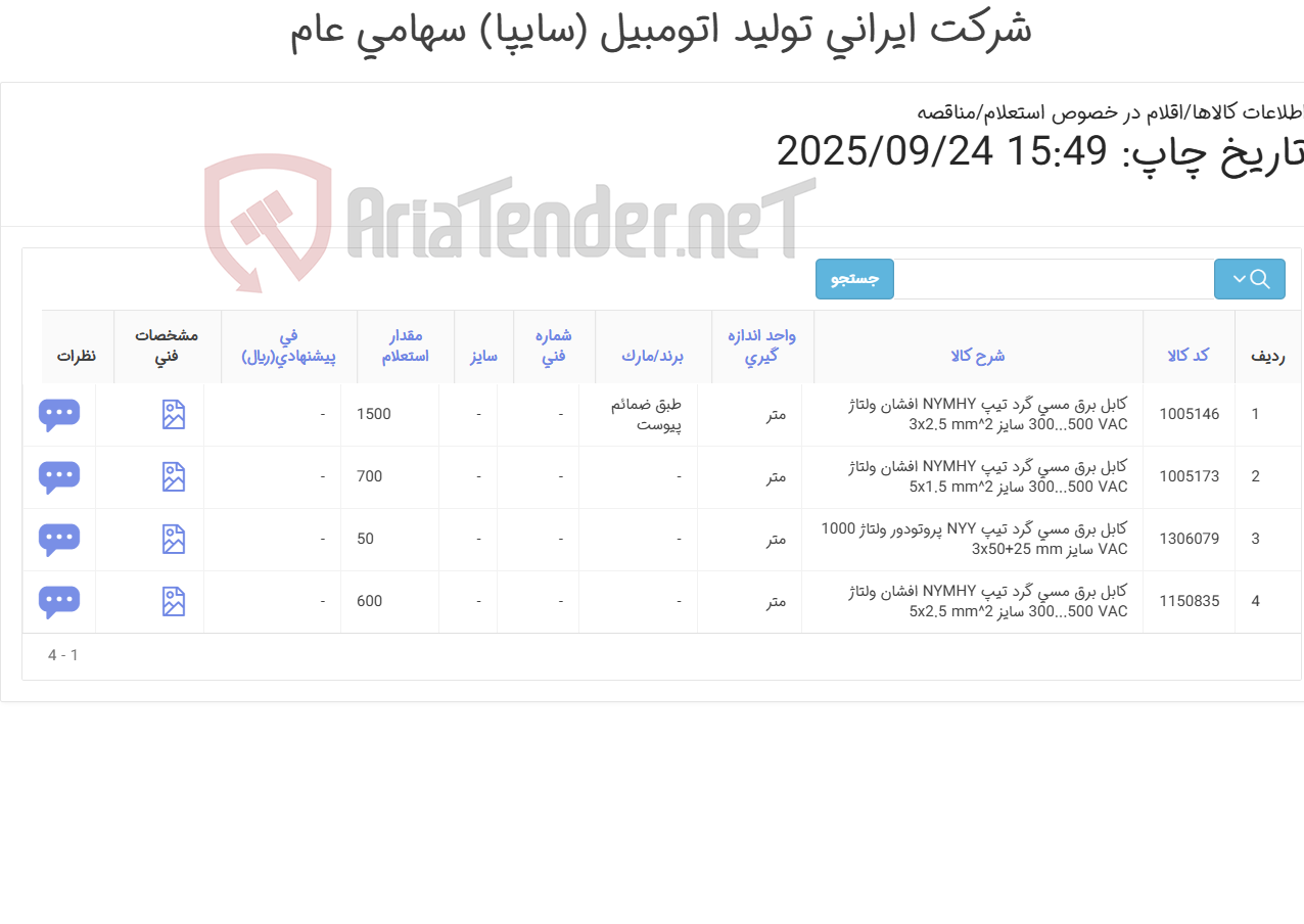 تصویر کوچک آگهی 4آیتم کابل برق (تحویل فوری