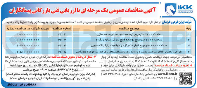 تصویر کوچک آگهی ساخت ۱۶۰۰ متر مربع توسعه ضلع شرقی سالن رنگ ۲ 
