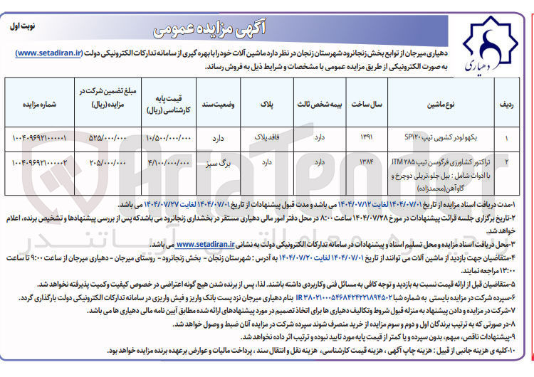 تصویر کوچک آگهی بکهو لودر کشویی تیپ SP۱۲۰ 

