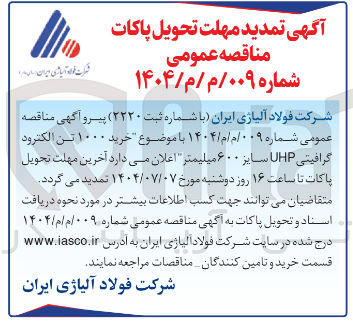 تصویر کوچک آگهی خرید ۱۰۰۰ تن الکترود گرافیتی UHP سایز ۶۰۰ میلیمتر