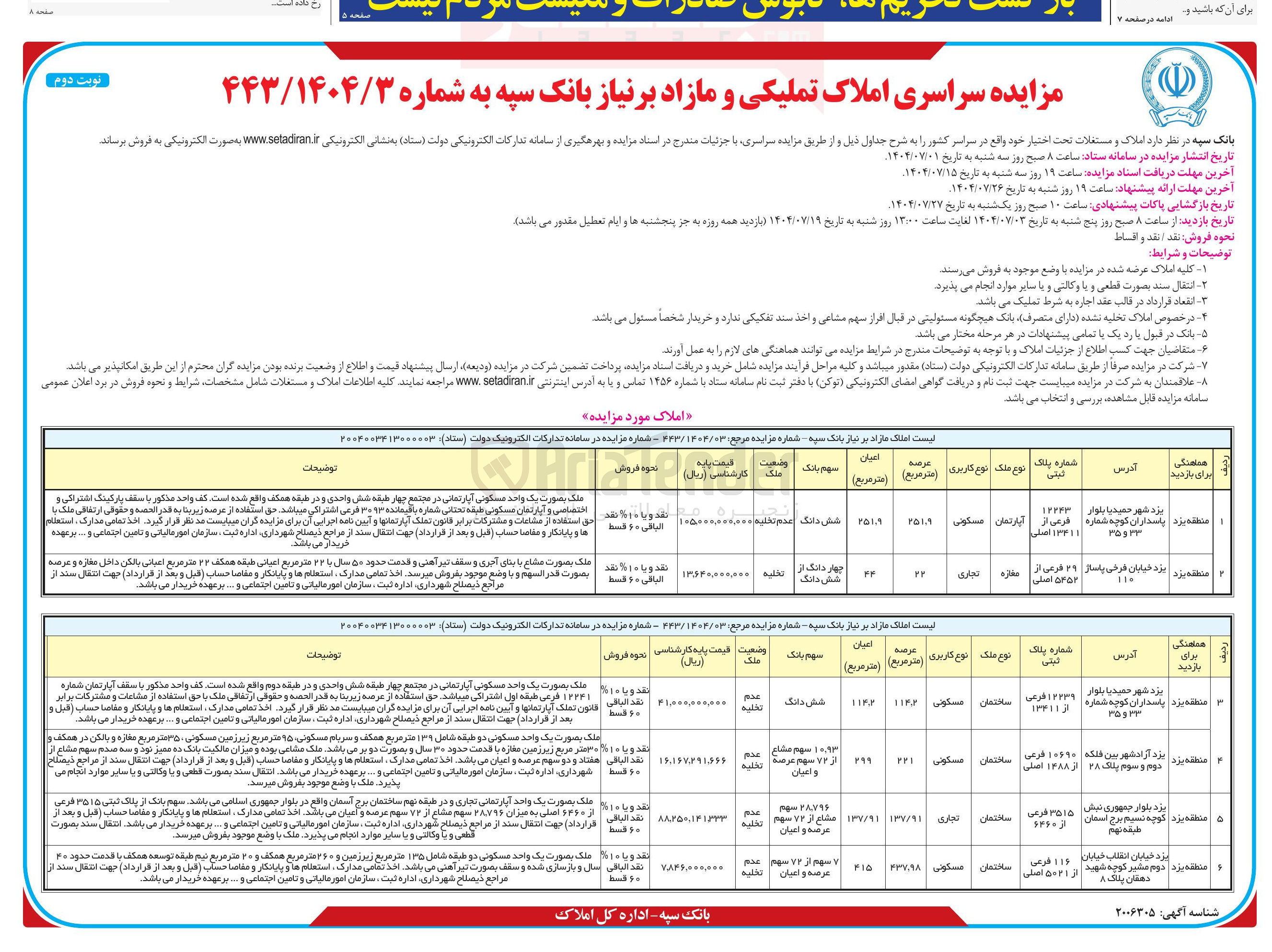 تصویر کوچک آگهی فروش املاک در 6 ردیف با کاربری مسکونی - تجاری