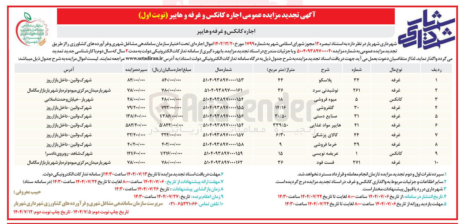 تصویر کوچک آگهی اجاره کانکس و غرفه و هایپر در 10 ردیف