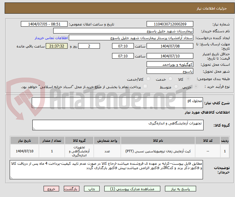 تصویر کوچک آگهی محلول pt