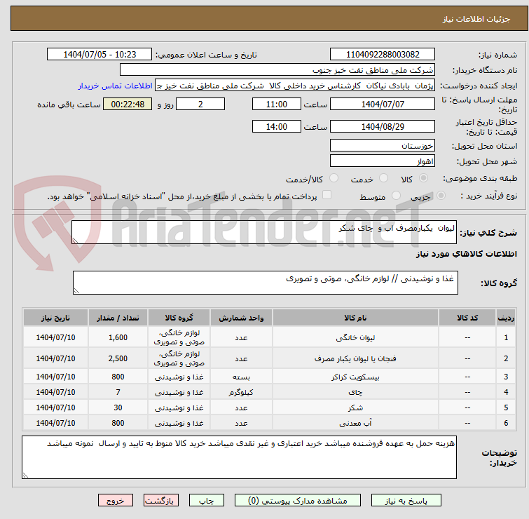 تصویر کوچک آگهی لیوان یکبارمصرف اب و چای شکر