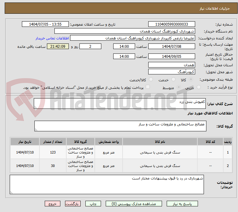 تصویر کوچک آگهی کفپوش بتنی زرد 