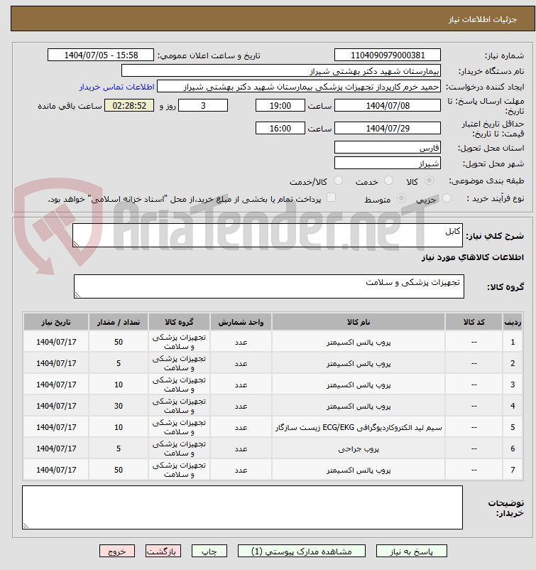 تصویر کوچک آگهی کابل