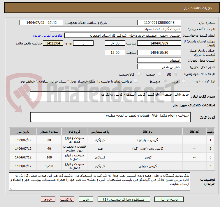 تصویر کوچک آگهی خرید وازلین صنعتی ٰ ولو کلینر ٰ گریس آببندی و گریس روانکاری