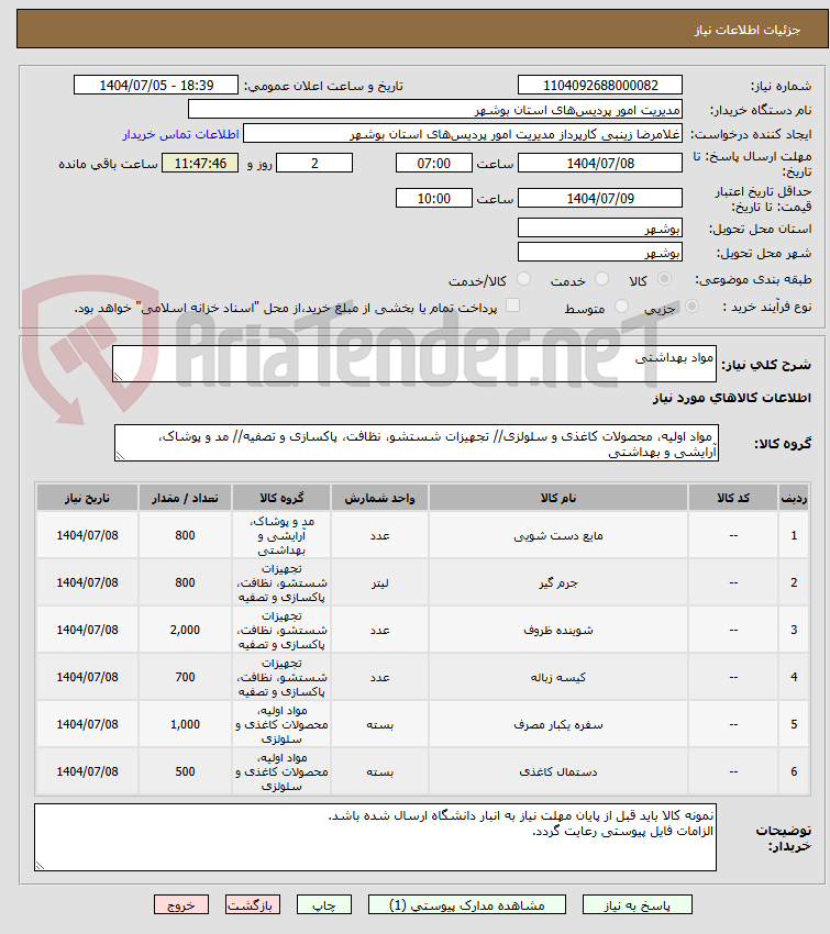 تصویر کوچک آگهی مواد بهداشتی