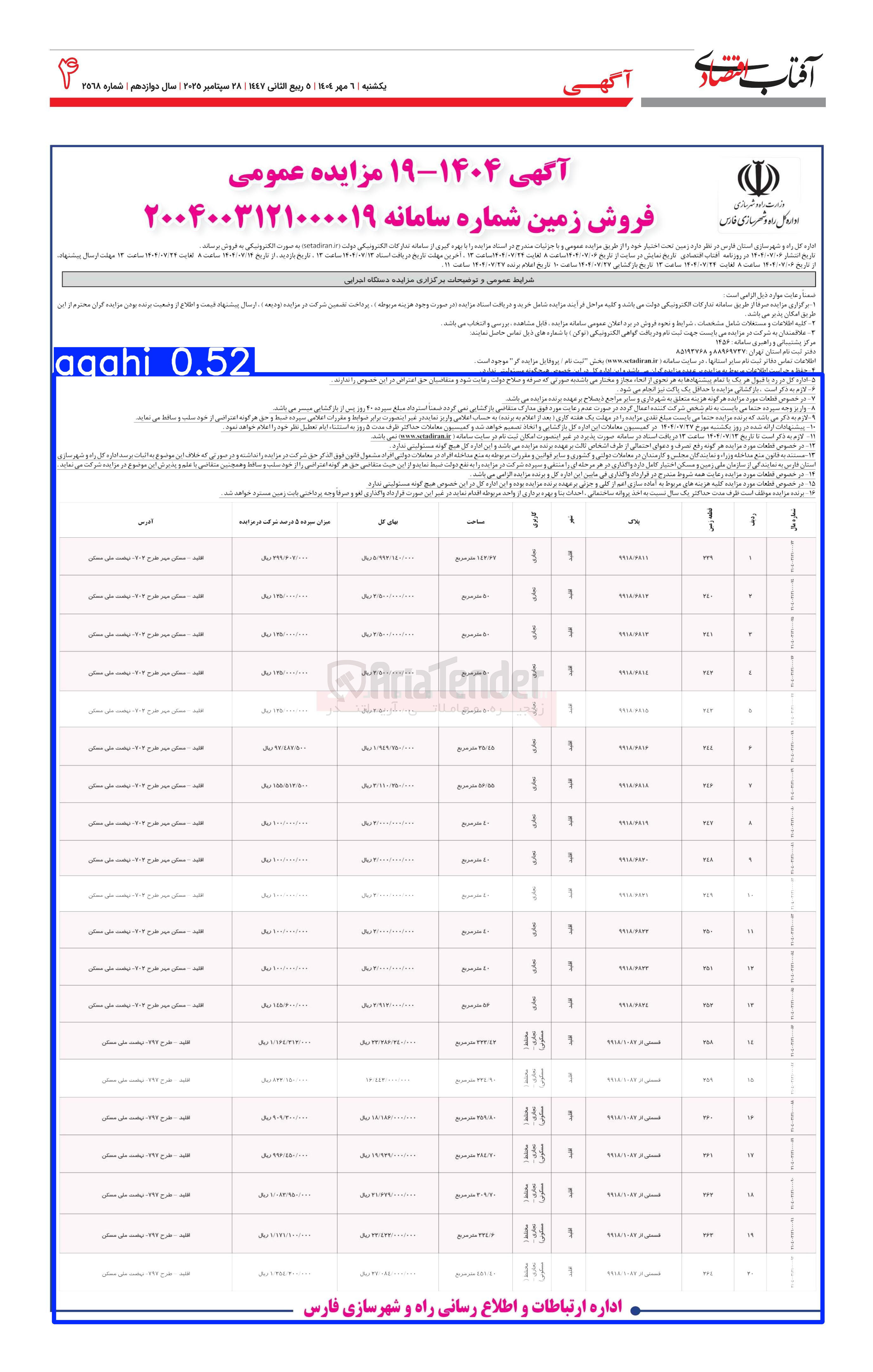 تصویر کوچک آگهی فروش 20 زمین با کاربری تجاری - مسکونی - مختلط