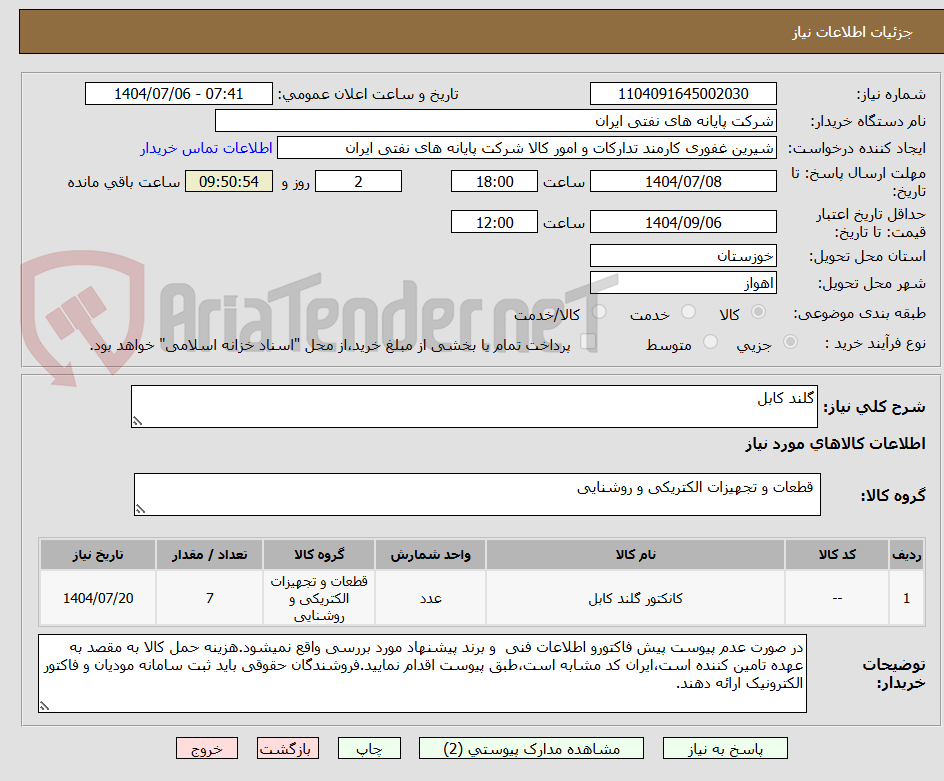 تصویر کوچک آگهی گلند کابل